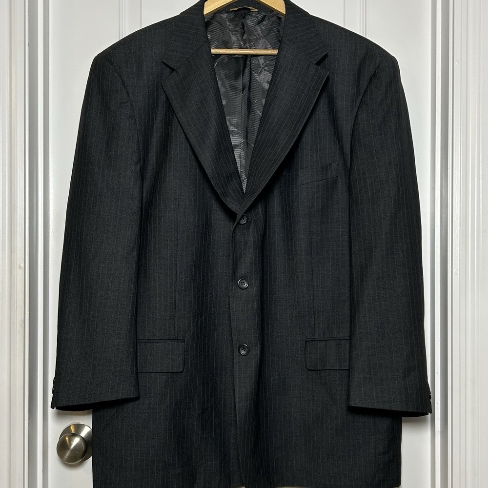 Luca Rossi Charcoal Gray Pinstripe Superior 150's Disegno Collezione Blazer
